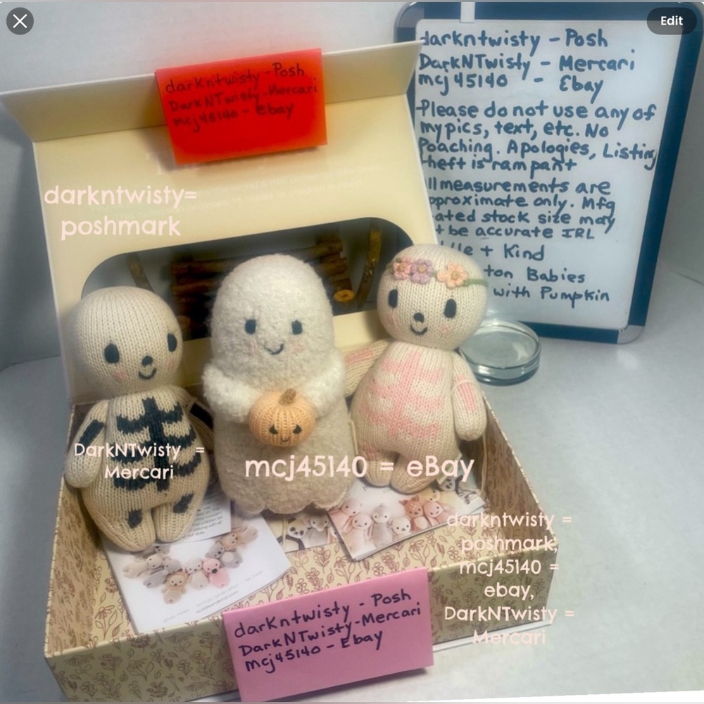3 Pc BNWT CUDDLE + KIND 1 BOUCLE ALPACA GHOST W PUMP AND 2 KNIT SKELETON BABIES